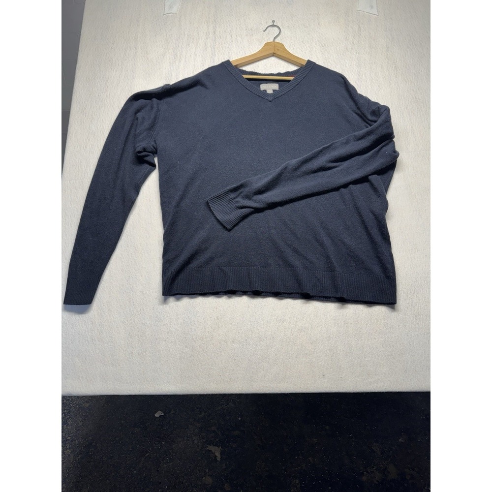 Falls Creek Sweater Mens XXL Navy Blue V-neck 100% Acrylic Pullover Casual